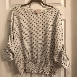 👚Michael Kors white with black polkadots top